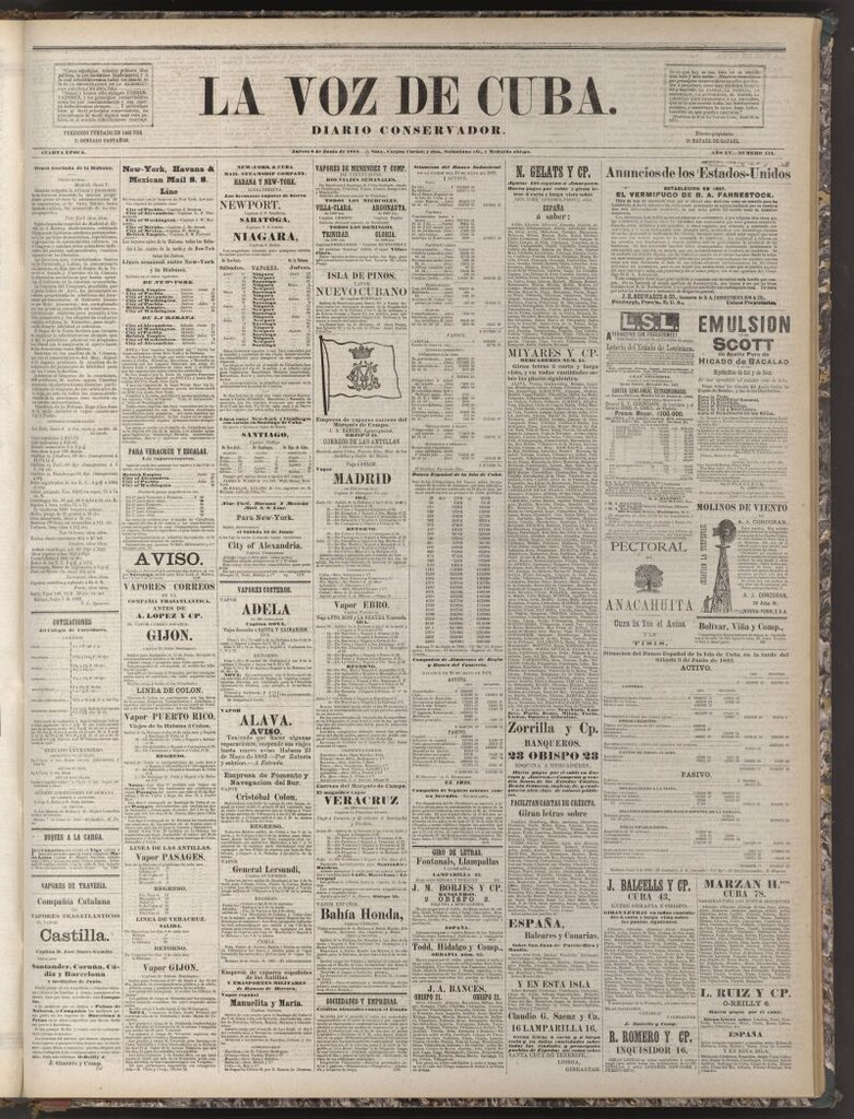 Miniatura de La Voz de Cuba: diario conservador del 8 de junio de 1882