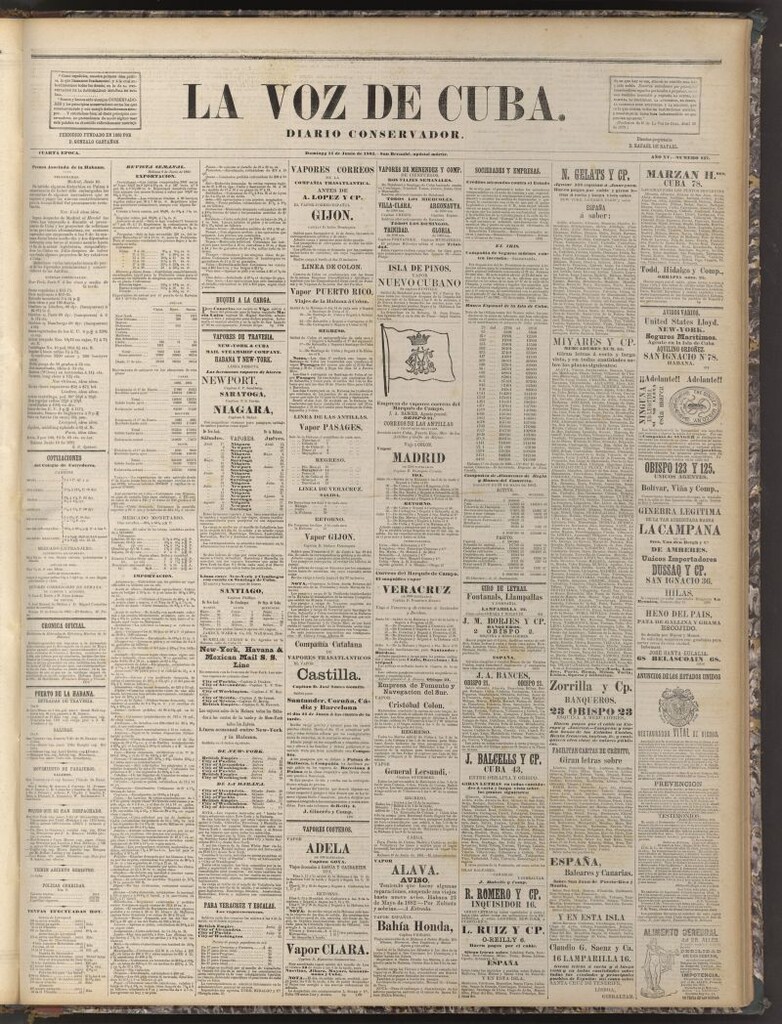 Miniatura de La Voz de Cuba: diario conservador del 11 de junio de 1882
