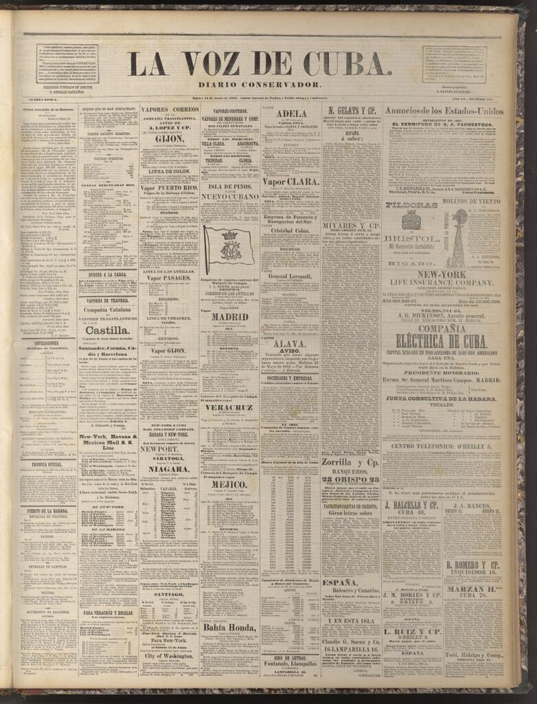 Miniatura de La Voz de Cuba: diario conservador del 13 de junio de 1882