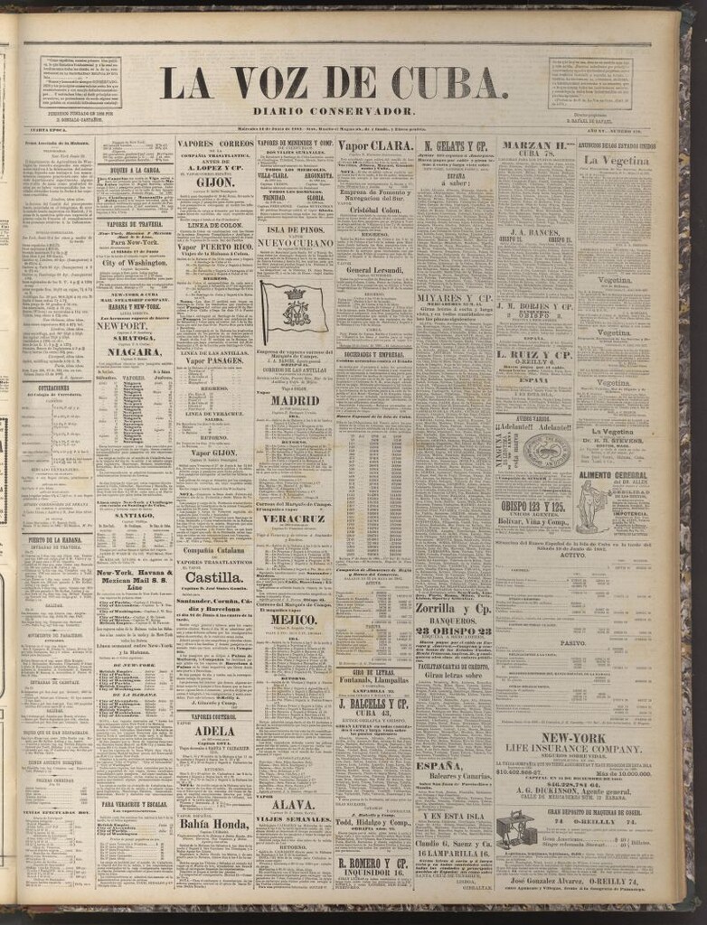 Miniatura de La Voz de Cuba: diario conservador del 14 de junio de 1882