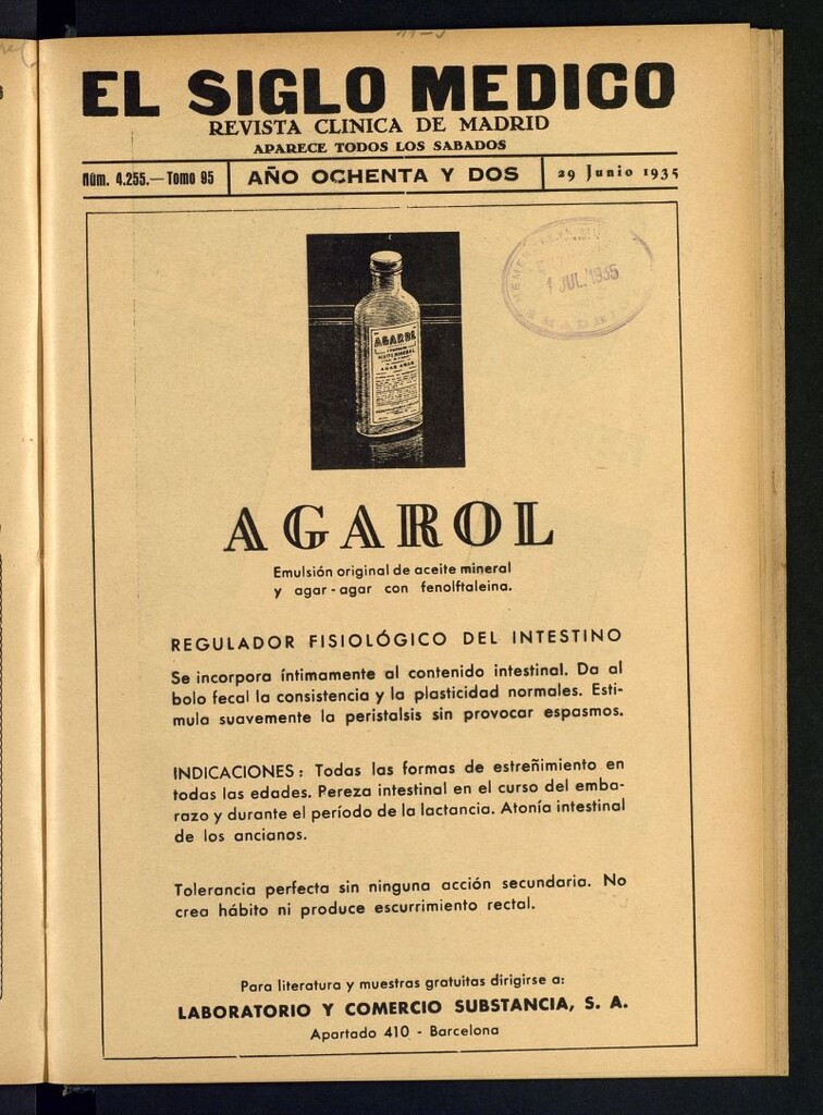 Miniatura de El Siglo médico : boletín de medicina y gaceta médica del 29 de junio de 1935