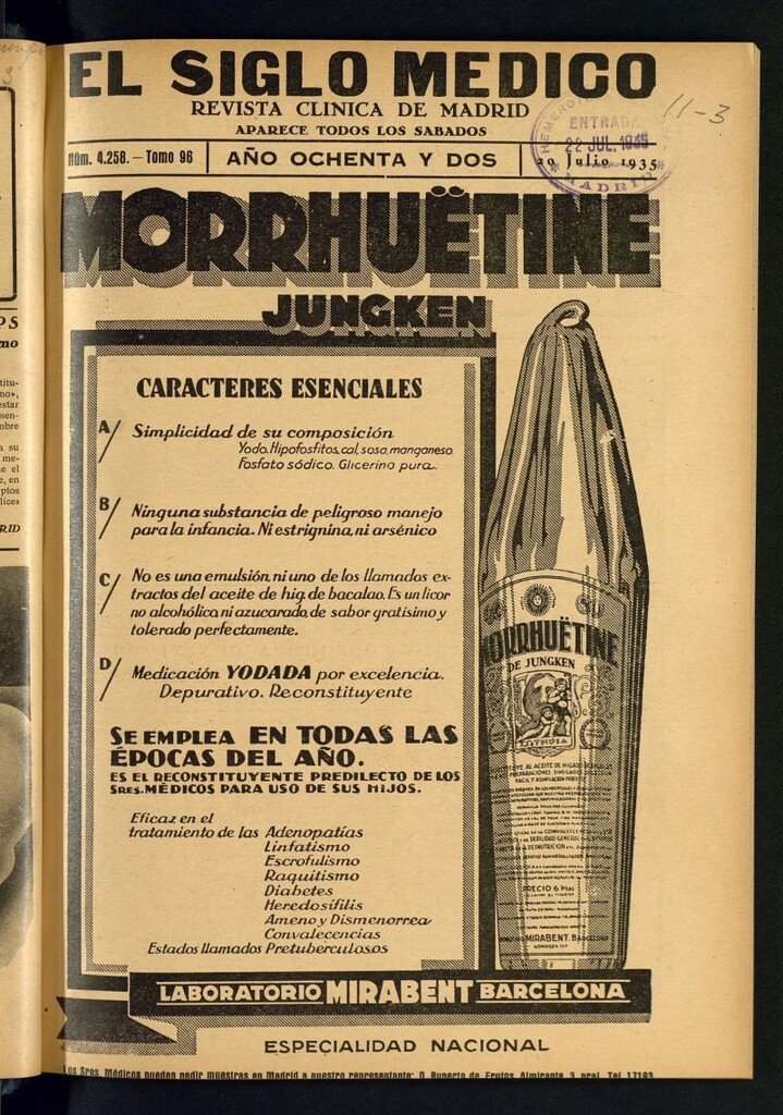 Miniatura de El Siglo médico : boletín de medicina y gaceta médica del 20 de julio de 1935
