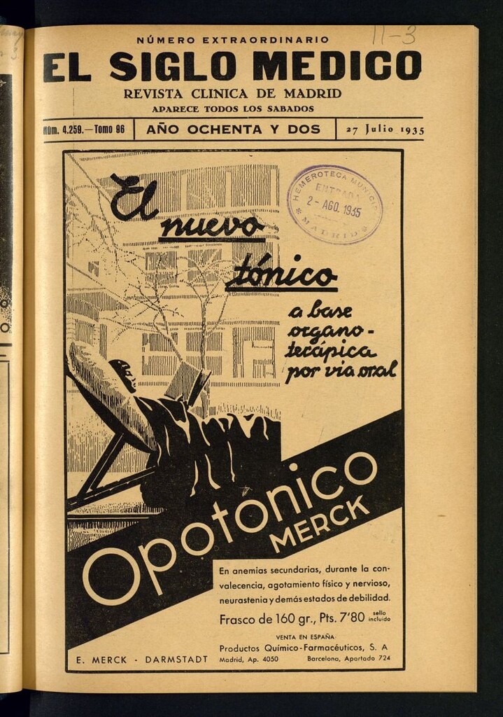 Miniatura de El Siglo médico : boletín de medicina y gaceta médica del 27 de julio de 1935