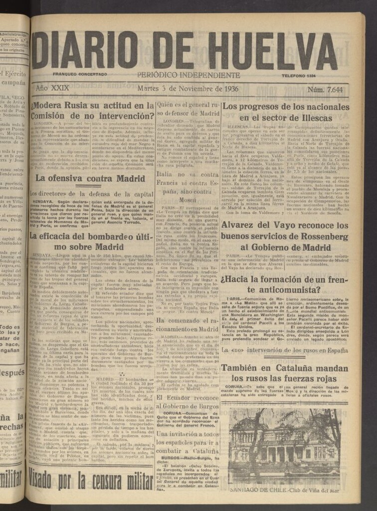 Miniatura de Diario de Huelva : periódico independiente del 3 de noviembre de 1936