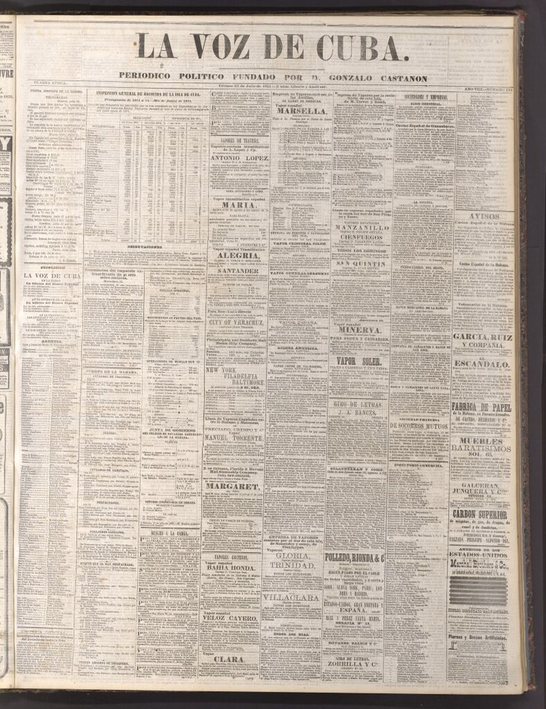 Miniatura de La Voz de Cuba: diario conservador del 23 de julio de 1875