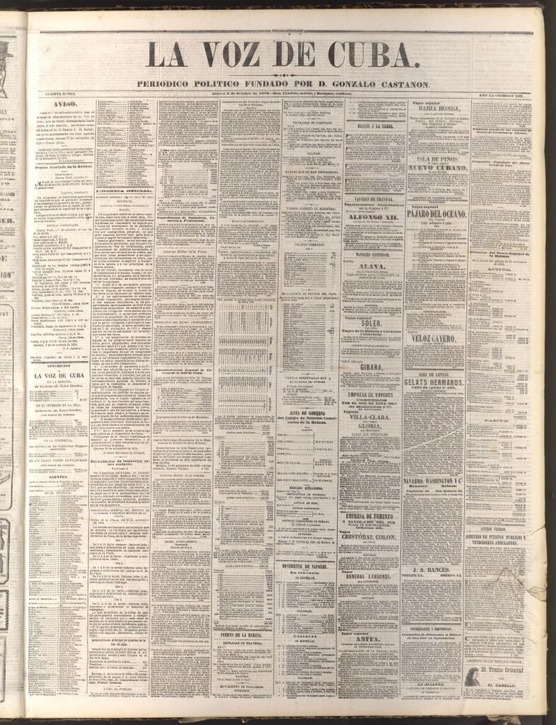 Miniatura de La Voz de Cuba: diario conservador del 3 de octubre de 1878