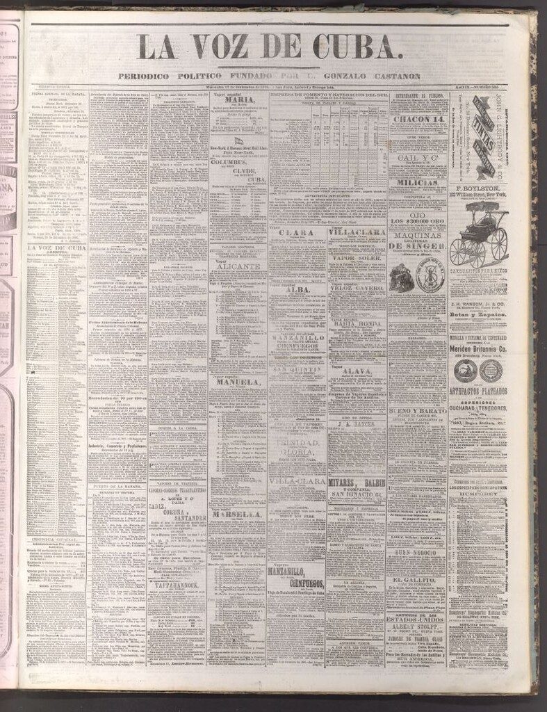 Miniatura de La Voz de Cuba: diario conservador del 27 de diciembre de 1876