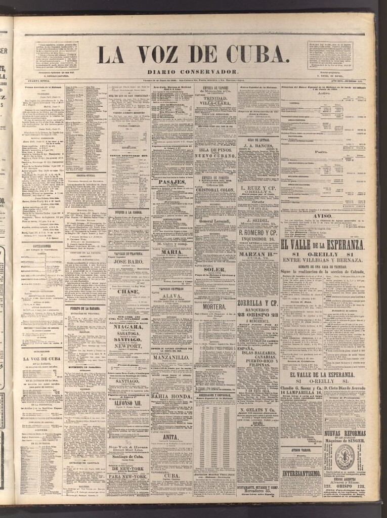 Miniatura de La Voz de Cuba: diario conservador del 18 de junio de 1880