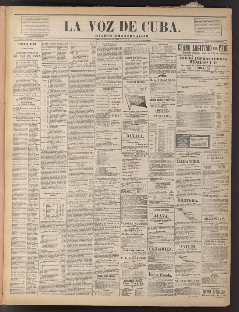 Miniatura de La Voz de Cuba: diario conservador del 18 de diciembre de 1885