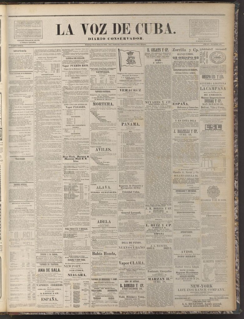 Miniatura de La Voz de Cuba: diario conservador del 25 de junio de 1882