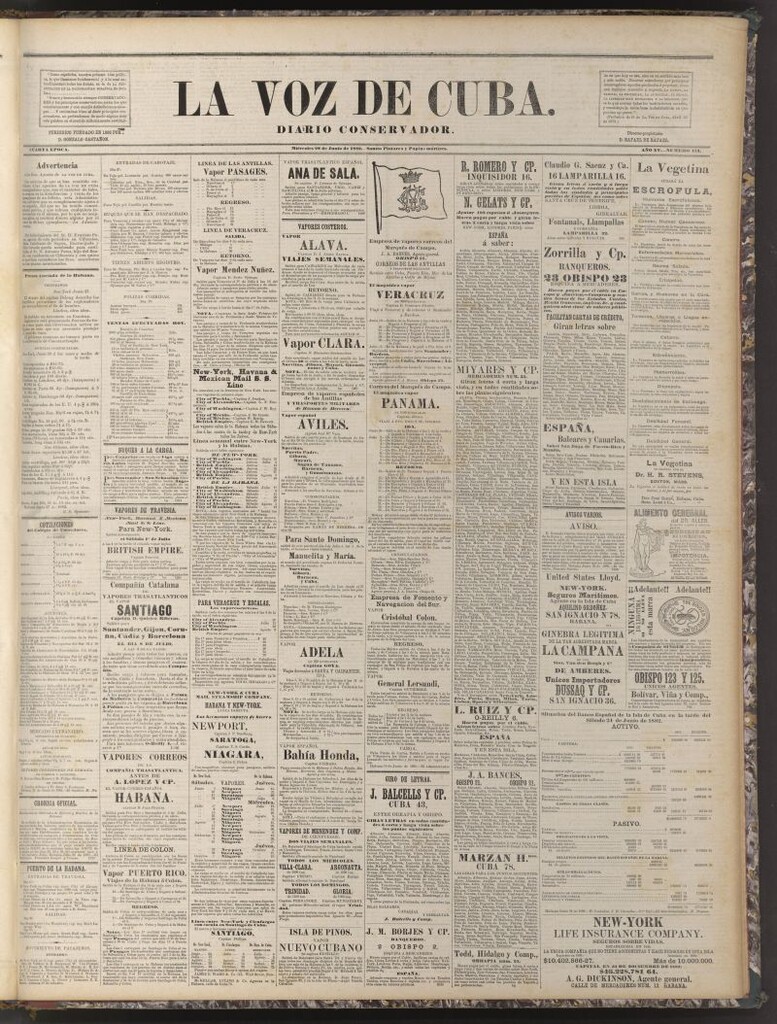 Miniatura de La Voz de Cuba: diario conservador del 28 de junio de 1882