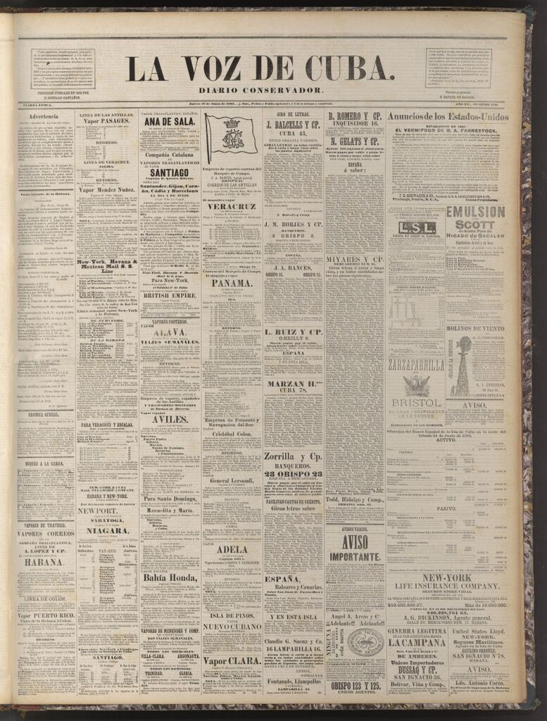 Miniatura de La Voz de Cuba: diario conservador del 29 de junio de 1882