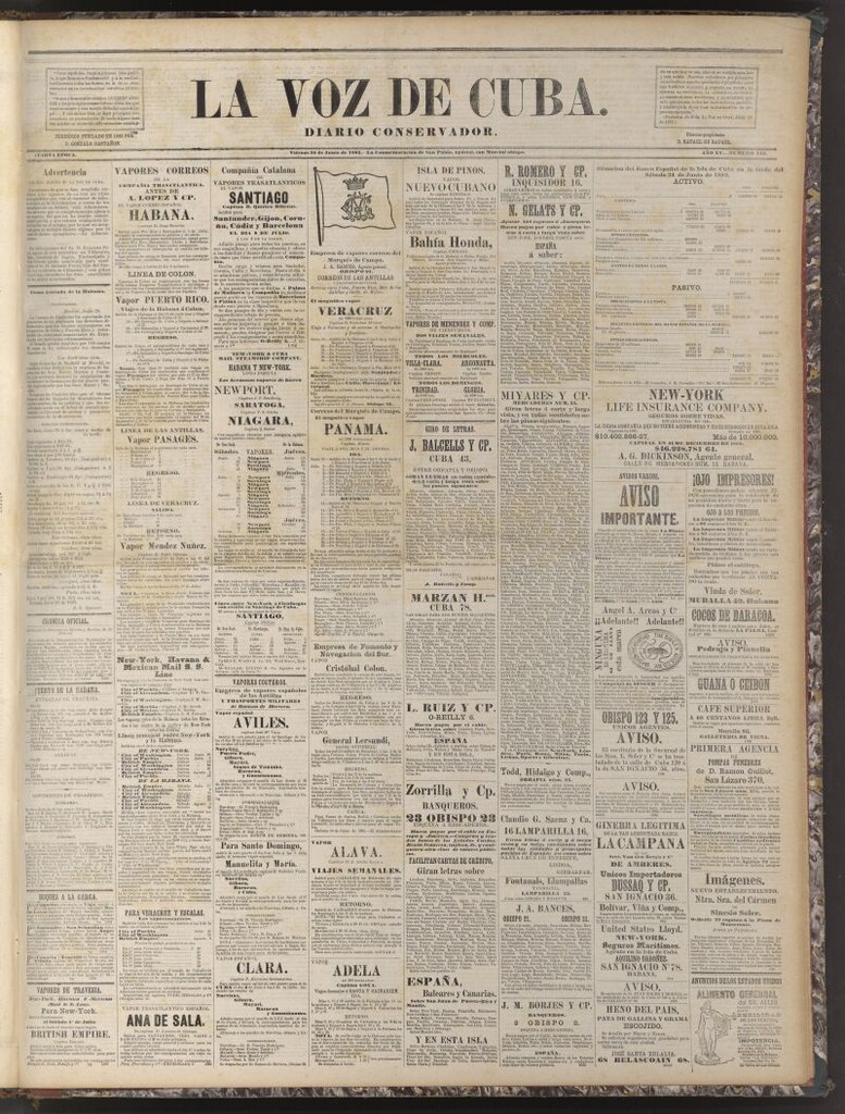 Miniatura de La Voz de Cuba: diario conservador del 30 de junio de 1882
