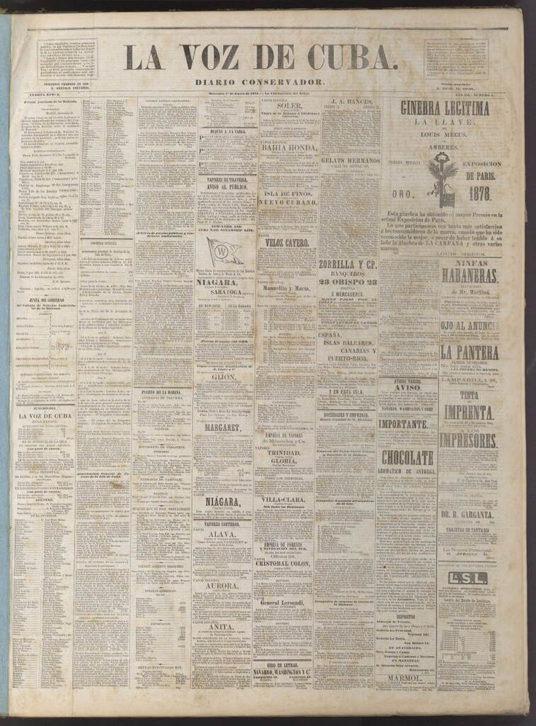 Miniatura de La Voz de Cuba: diario conservador del 1 de enero de 1879