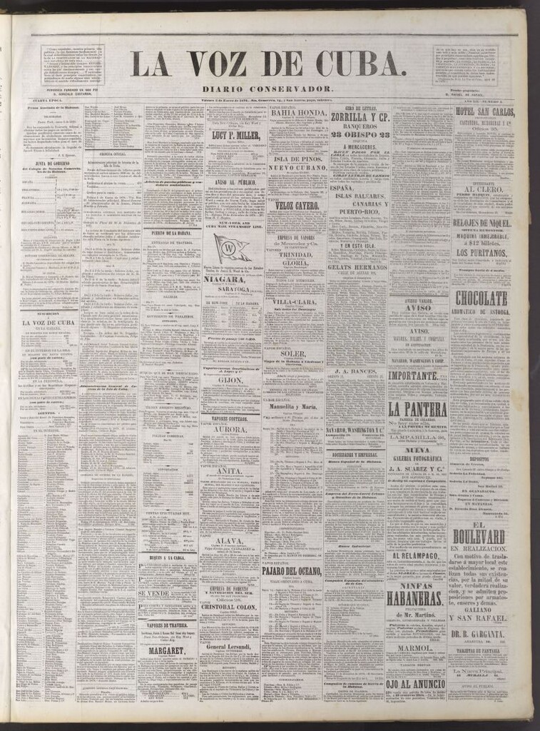 Miniatura de La Voz de Cuba: diario conservador del 3 de enero de 1879