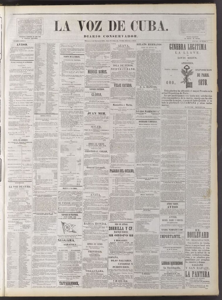 Miniatura de La Voz de Cuba: diario conservador del 8 de enero de 1879