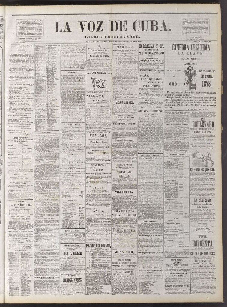 Miniatura de La Voz de Cuba: diario conservador del 15 de enero de 1879