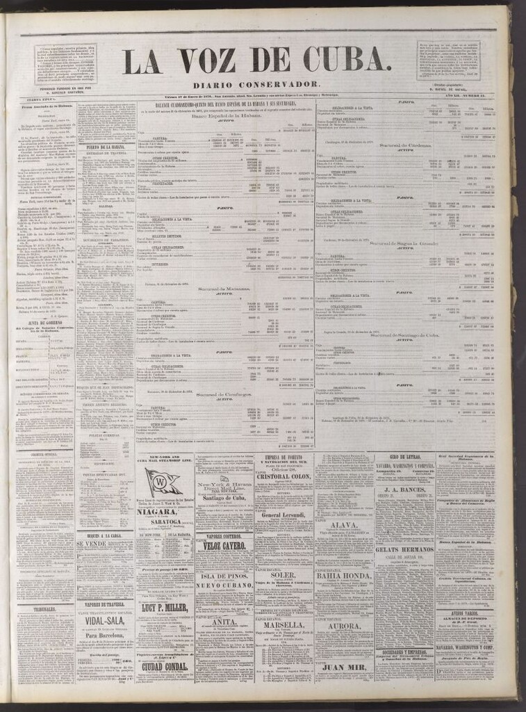 Miniatura de La Voz de Cuba: diario conservador del 17 de enero de 1879