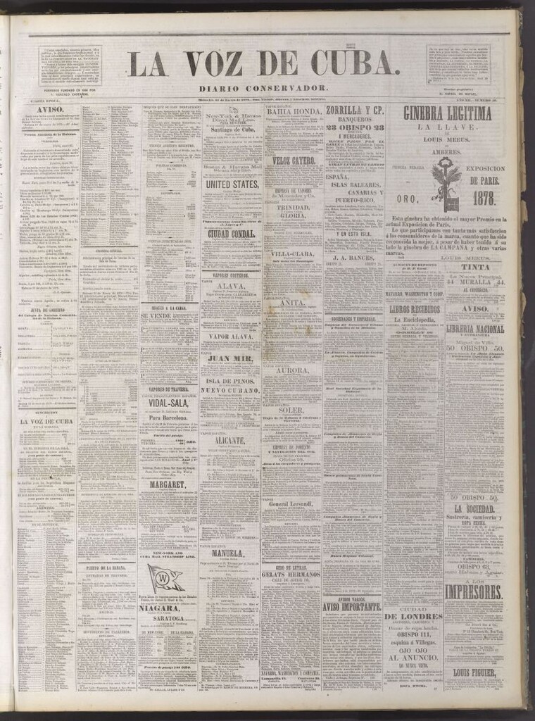 Miniatura de La Voz de Cuba: diario conservador del 22 de enero de 1879