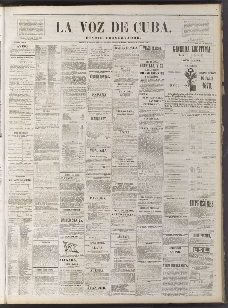 Miniatura de La Voz de Cuba: diario conservador del 23 de enero de 1879