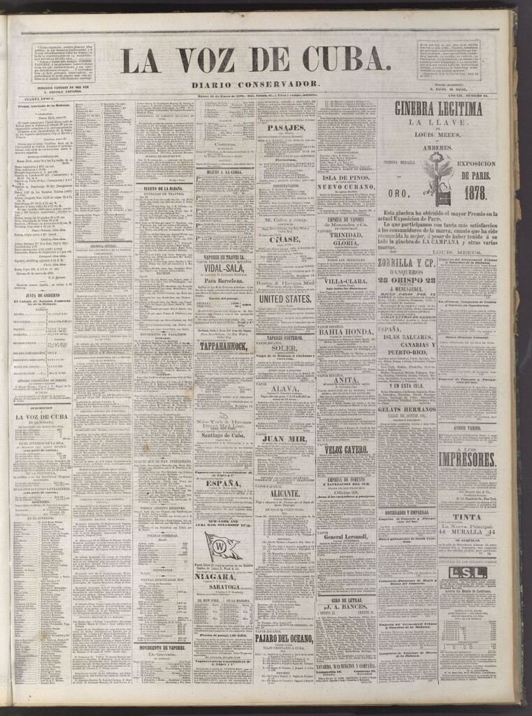 Miniatura de La Voz de Cuba: diario conservador del 28 de enero de 1879