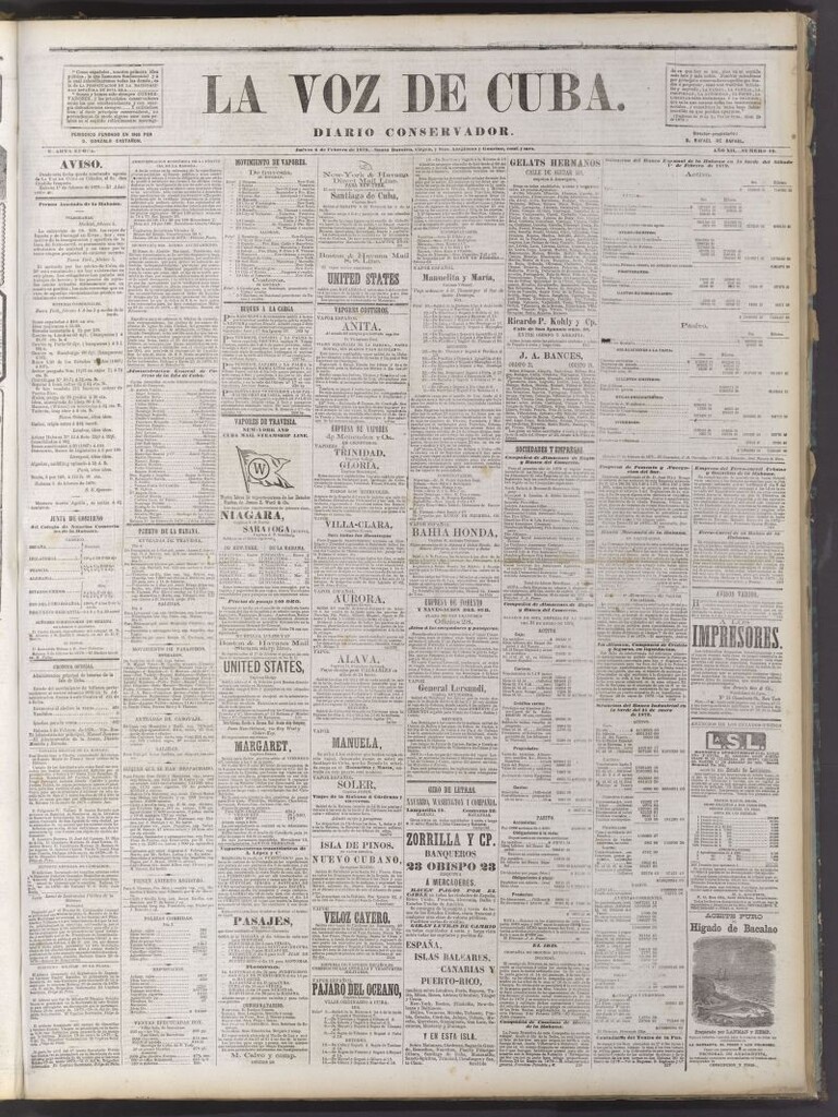 Miniatura de La Voz de Cuba: diario conservador del 6 de febrero de 1879