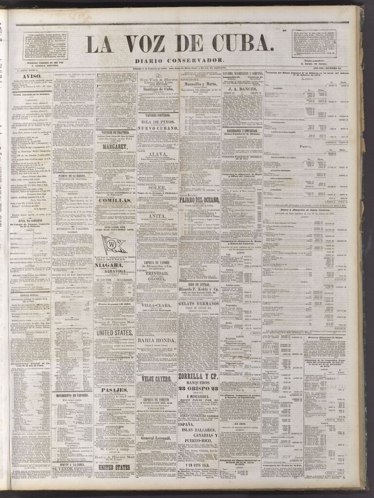 Miniatura de La Voz de Cuba: diario conservador del 8 de febrero de 1879