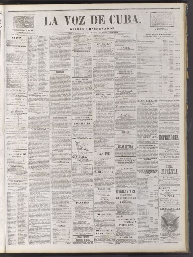 Miniatura de La Voz de Cuba: diario conservador del 11 de febrero de 1879