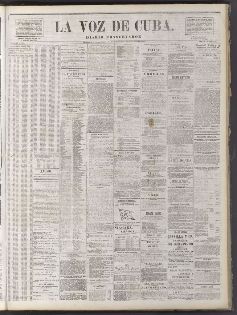 Miniatura de La Voz de Cuba: diario conservador del 12 de febrero de 1879