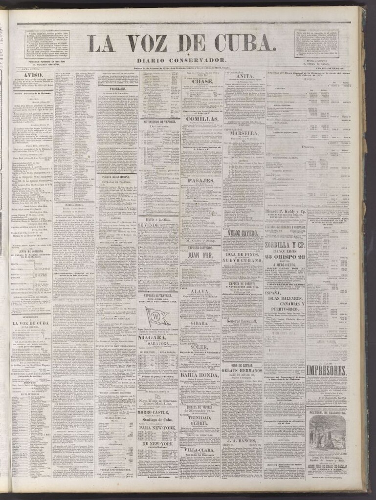 Miniatura de La Voz de Cuba: diario conservador del 13 de febrero de 1879