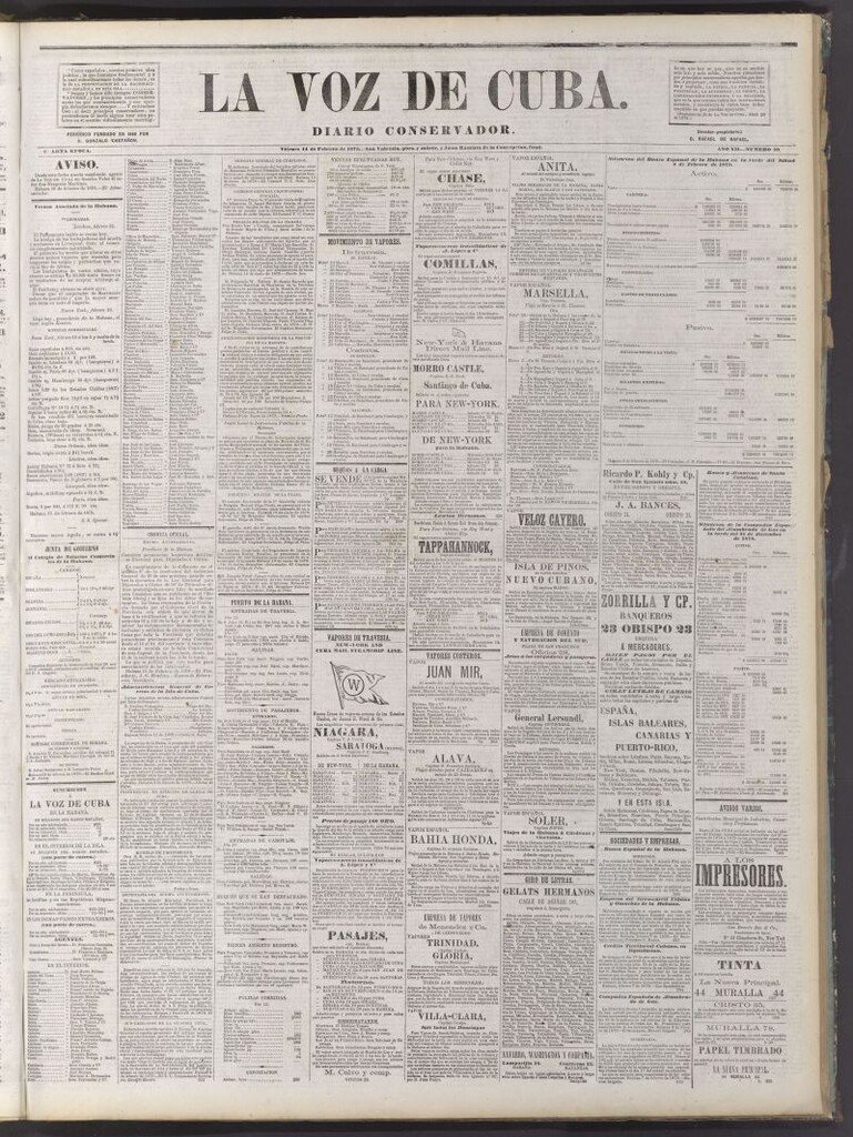Miniatura de La Voz de Cuba: diario conservador del 14 de febrero de 1879