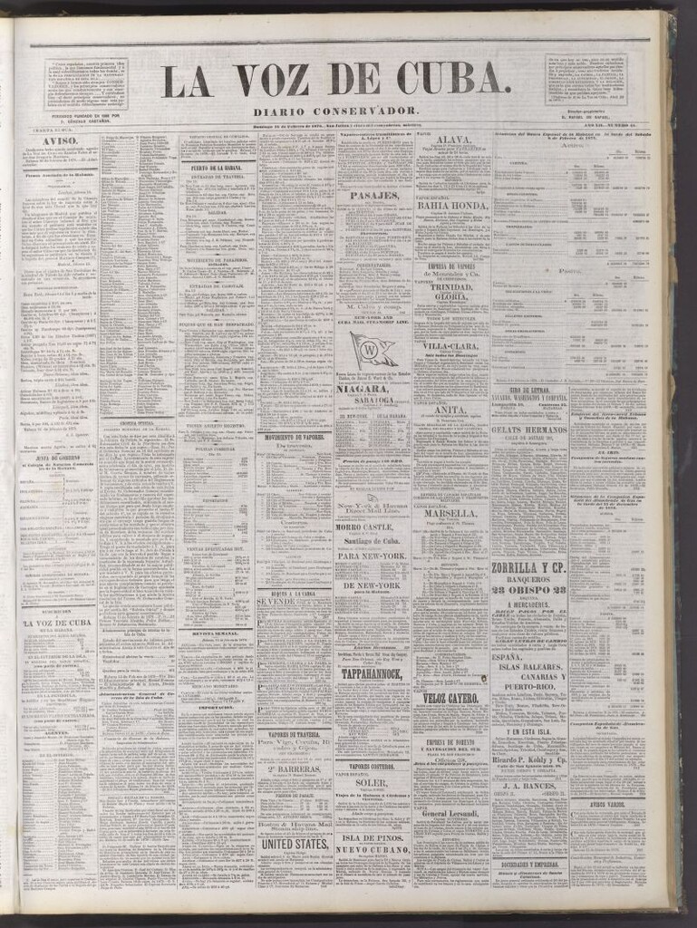 Miniatura de La Voz de Cuba: diario conservador del 16 de febrero de 1879