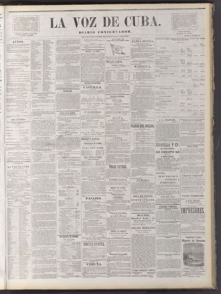 Miniatura de La Voz de Cuba: diario conservador del 20 de febrero de 1879