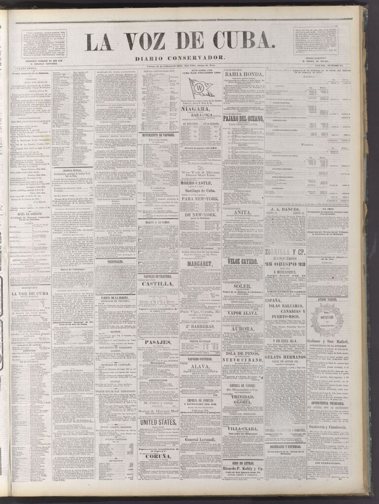 Miniatura de La Voz de Cuba: diario conservador del 21 de febrero de 1879