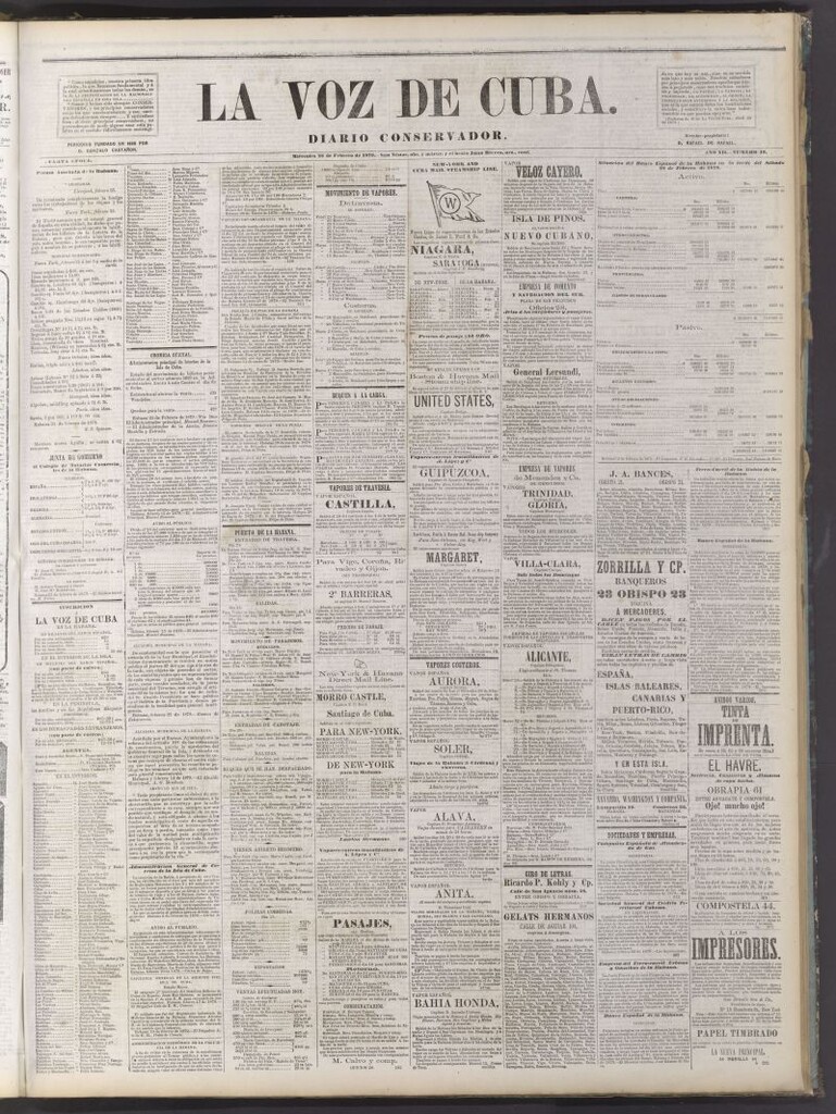Miniatura de La Voz de Cuba: diario conservador del 26 de febrero de 1879