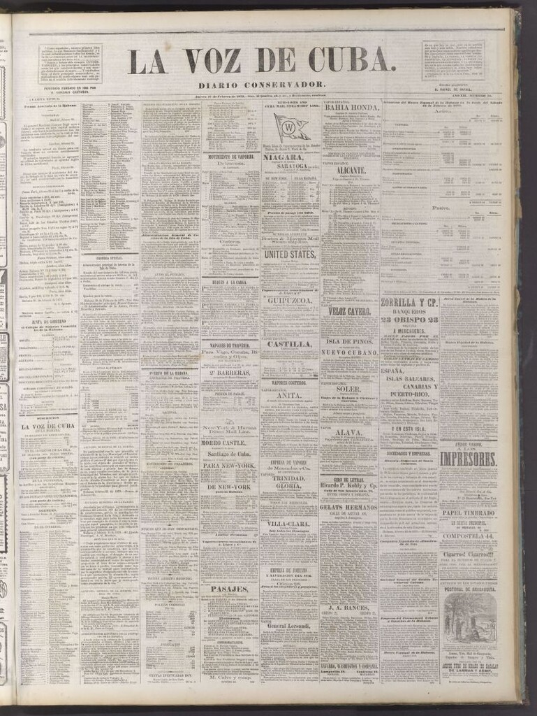 Miniatura de La Voz de Cuba: diario conservador del 27 de febrero de 1879