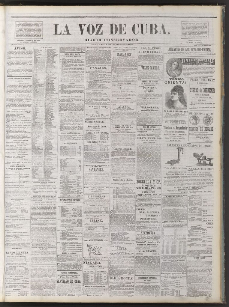 Miniatura de La Voz de Cuba: diario conservador del 8 de marzo de 1879