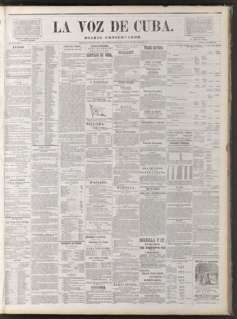 Miniatura de La Voz de Cuba: diario conservador del 13 de marzo de 1879