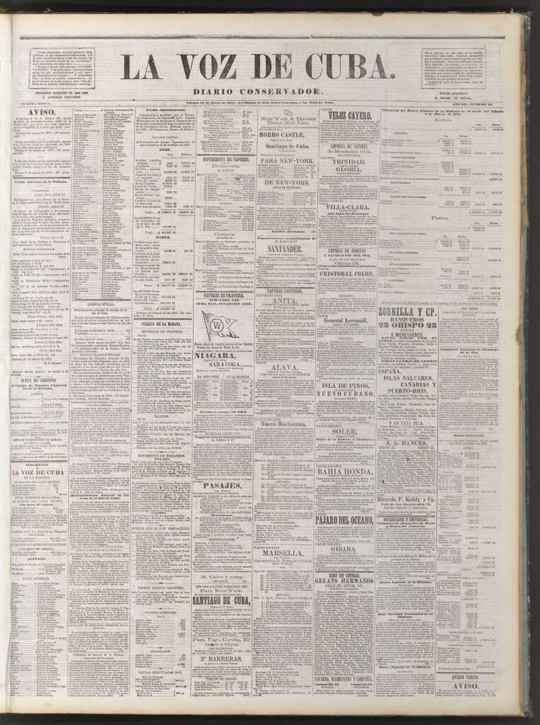 Miniatura de La Voz de Cuba: diario conservador del 14 de marzo de 1879