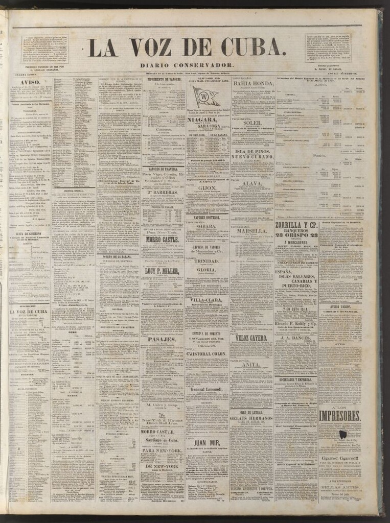 Miniatura de La Voz de Cuba: diario conservador del 19 de marzo de 1879