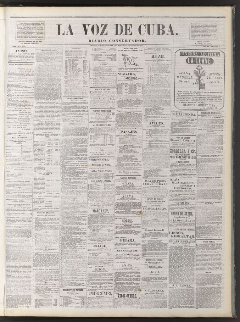 Miniatura de La Voz de Cuba: diario conservador del 23 de marzo de 1879