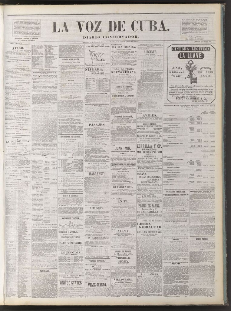 Miniatura de La Voz de Cuba: diario conservador del 26 de marzo de 1879
