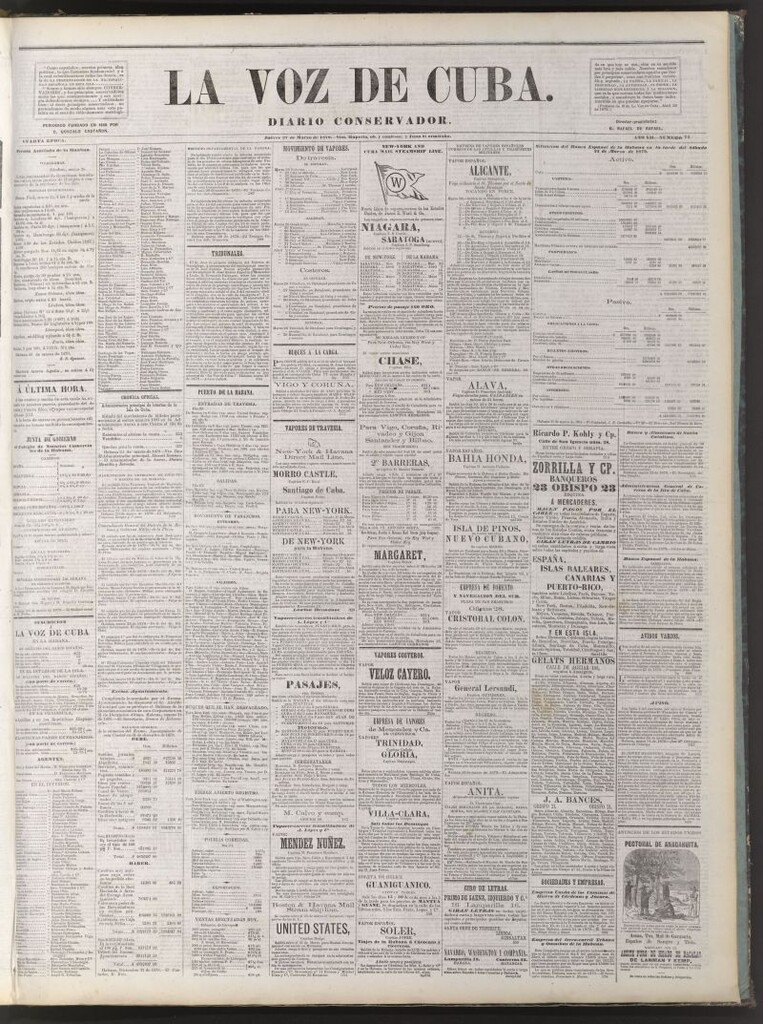 Miniatura de La Voz de Cuba: diario conservador del 27 de marzo de 1879