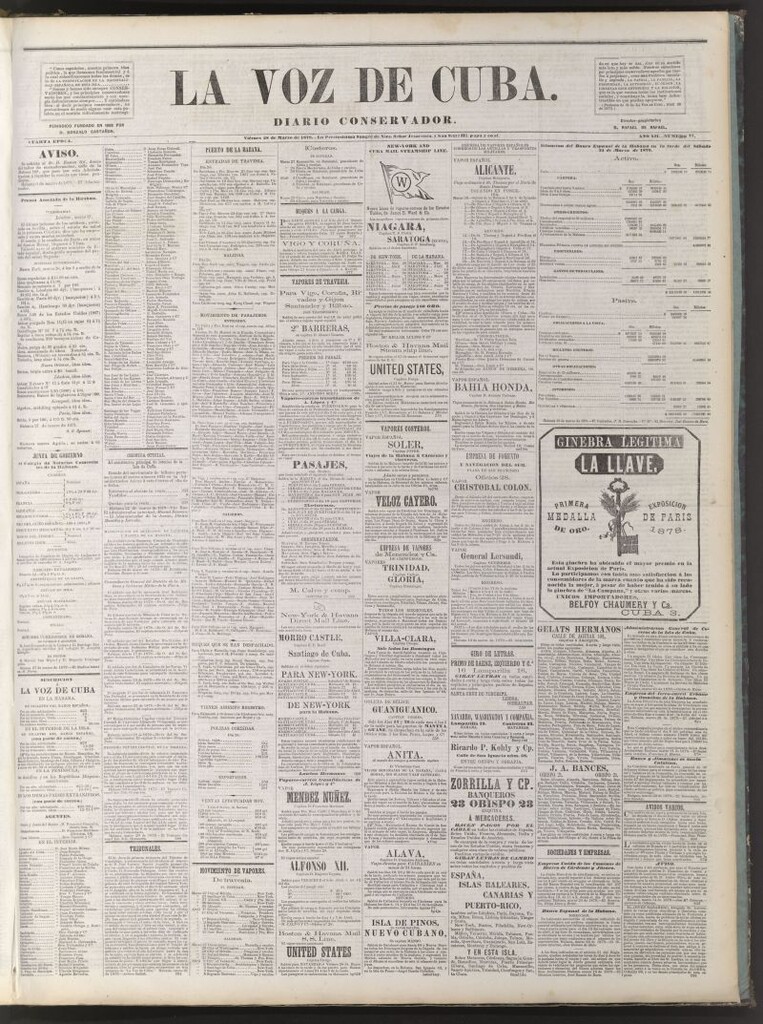 Miniatura de La Voz de Cuba: diario conservador del 28 de marzo de 1879