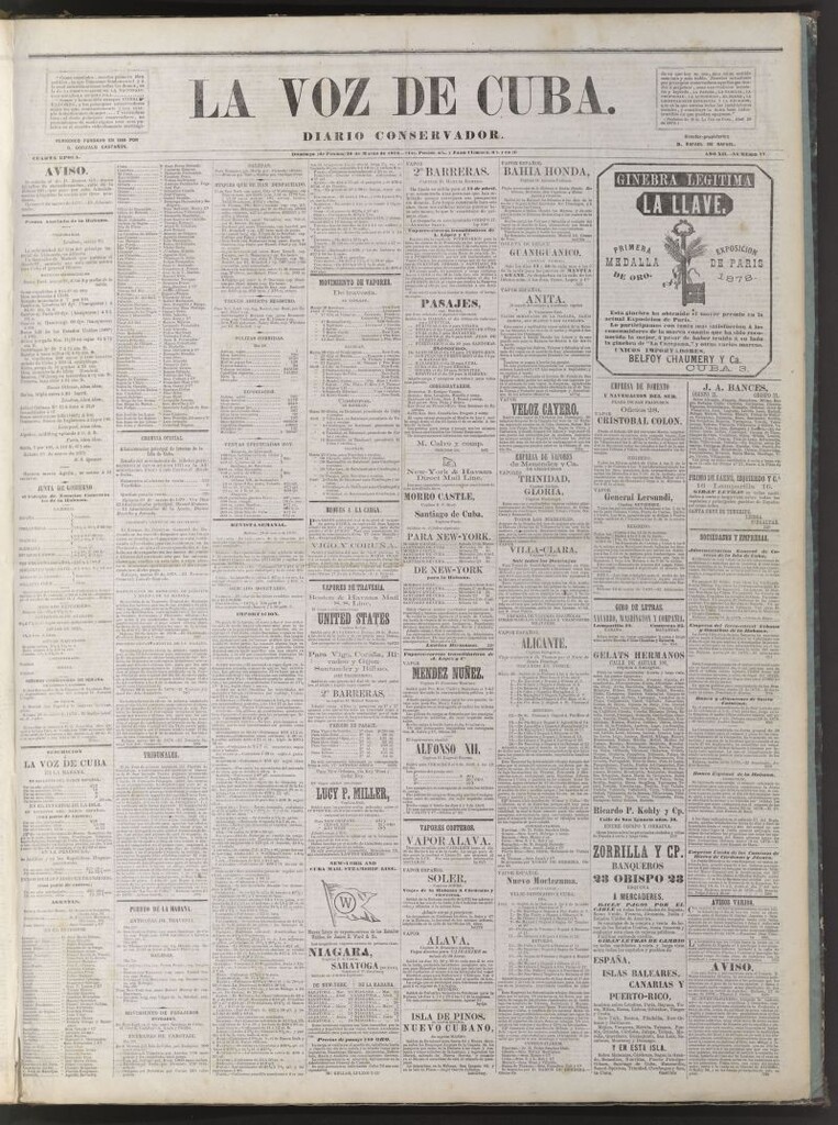 Miniatura de La Voz de Cuba: diario conservador del 30 de marzo de 1879