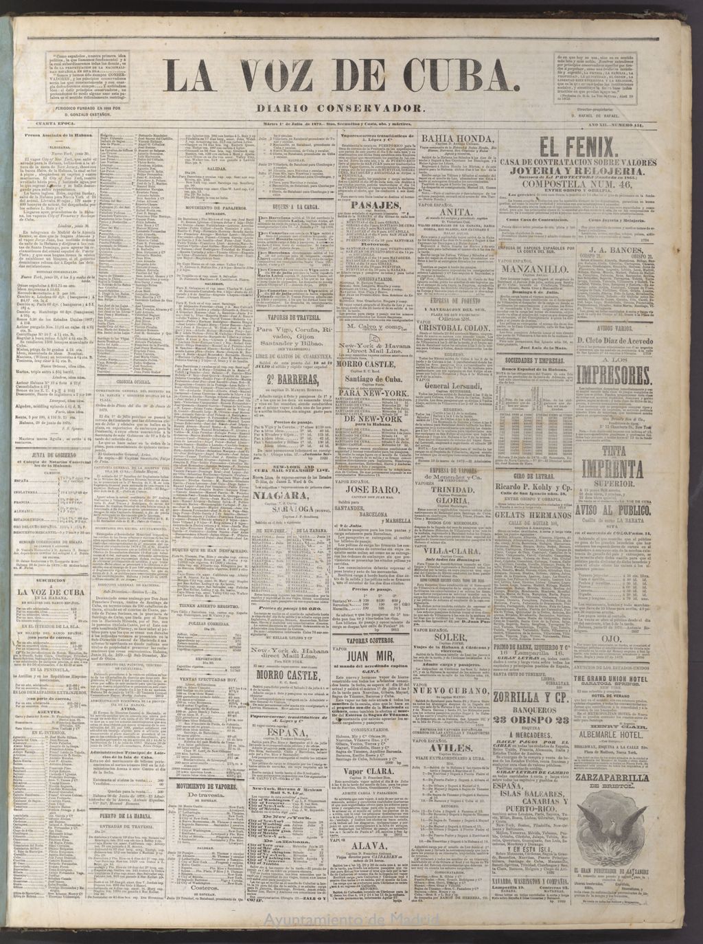 Miniatura de La Voz de Cuba: diario conservador del 1 de julio de 1879