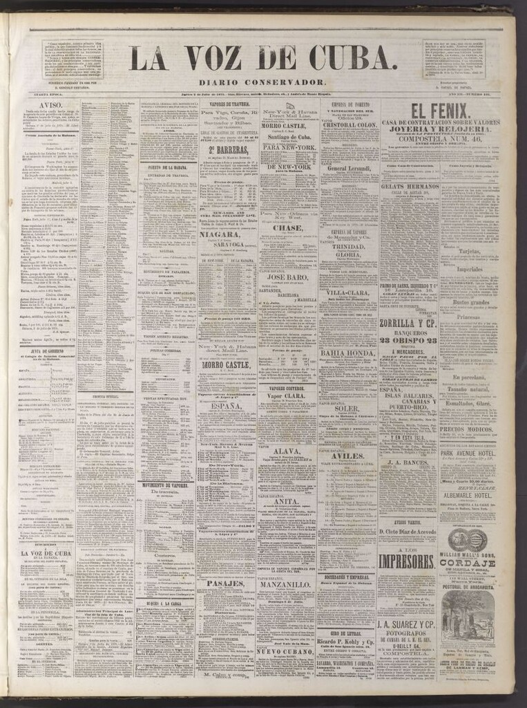 Miniatura de La Voz de Cuba: diario conservador del 3 de julio de 1879
