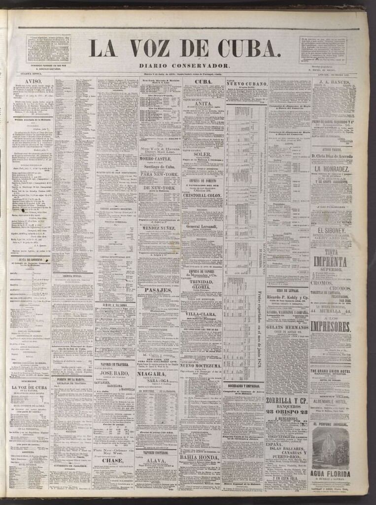 Miniatura de La Voz de Cuba: diario conservador del 8 de julio de 1879
