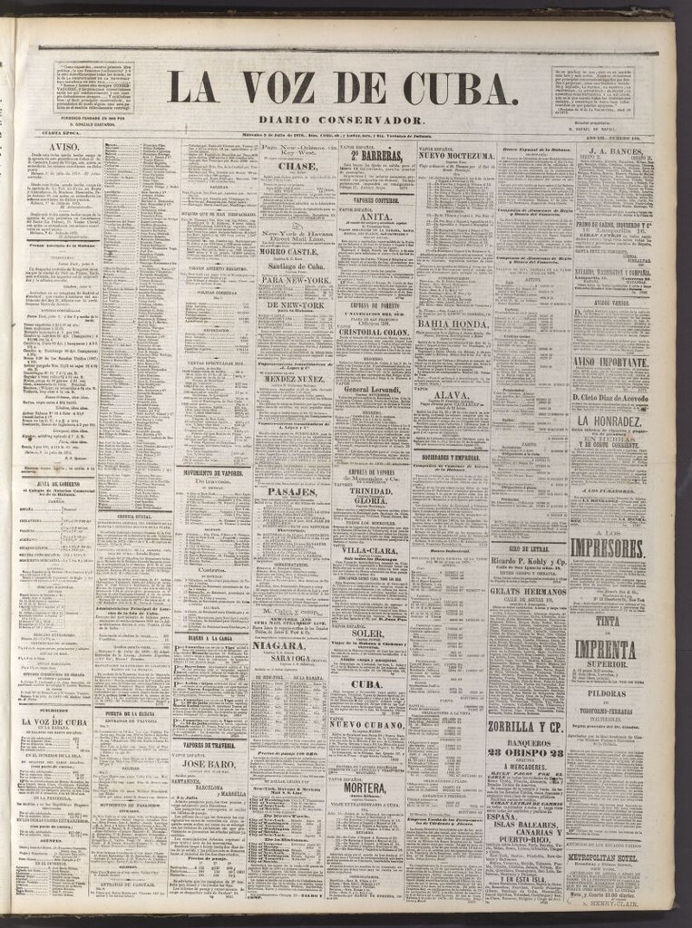 Miniatura de La Voz de Cuba: diario conservador del 9 de julio de 1879