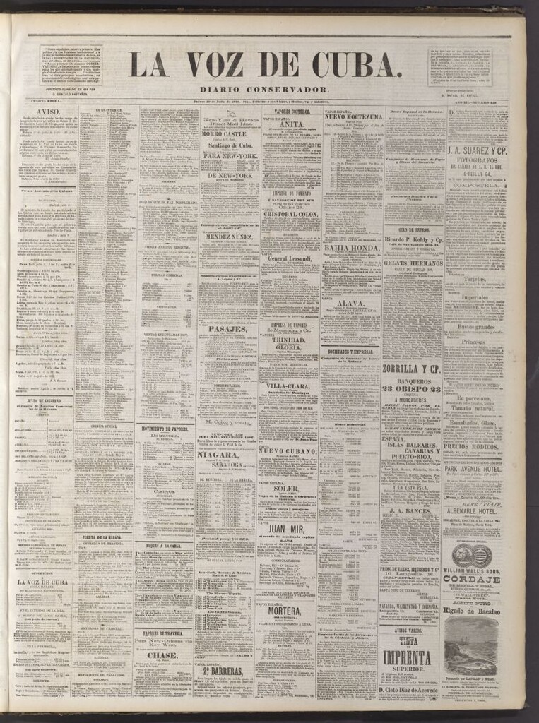 Miniatura de La Voz de Cuba: diario conservador del 10 de julio de 1879